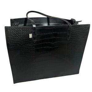 Beis Large Work Tote in Black Croc